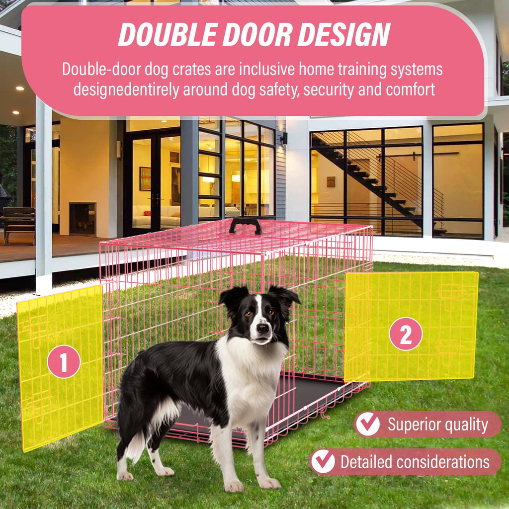 36" Metal Wire Folding Dog Crate with Divider Panel Y60528