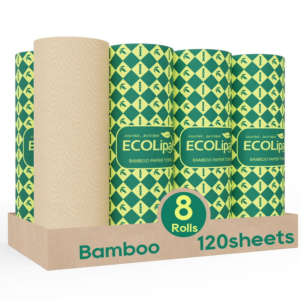 Bamboo Paper Towels, 8 Rolls, 2 Ply 120 Sheets T9314