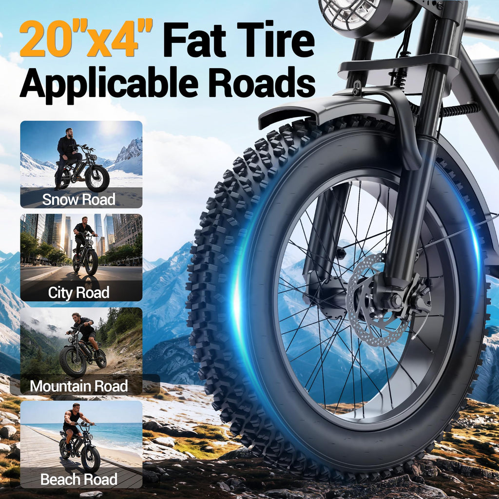 20" Fat Tire 1500W Electric Bike with Removable Battery Y39773