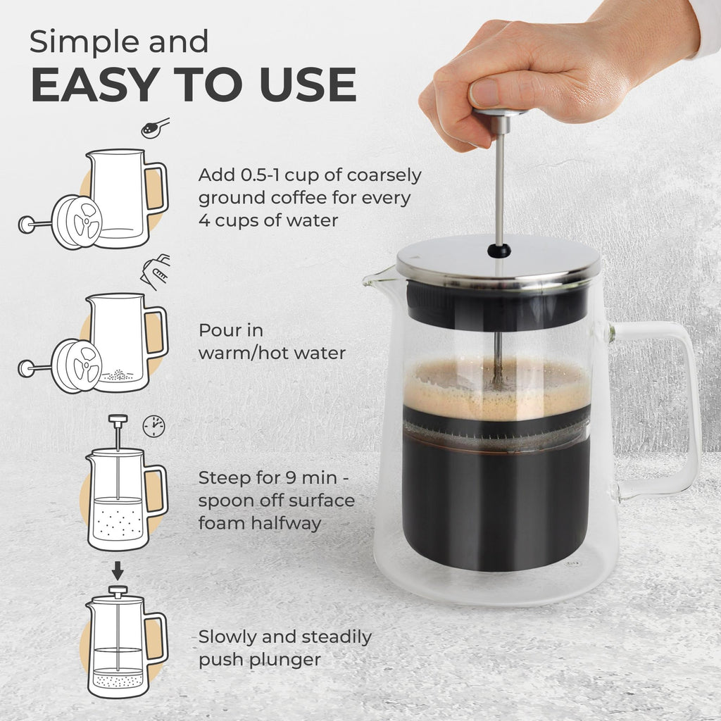 Glass French Press Coffee Maker 27oz L58135