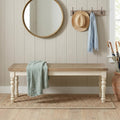 Antique White Two-Tone Oak Wood Dining Bench H295076