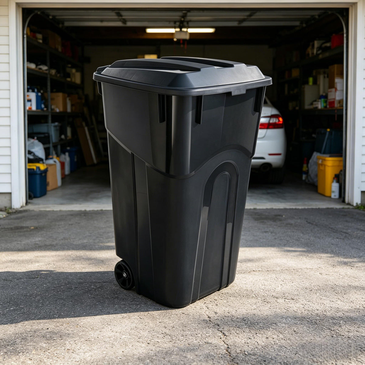 32 Gallon Wheeled Plastic Trash Can with Lid B148447