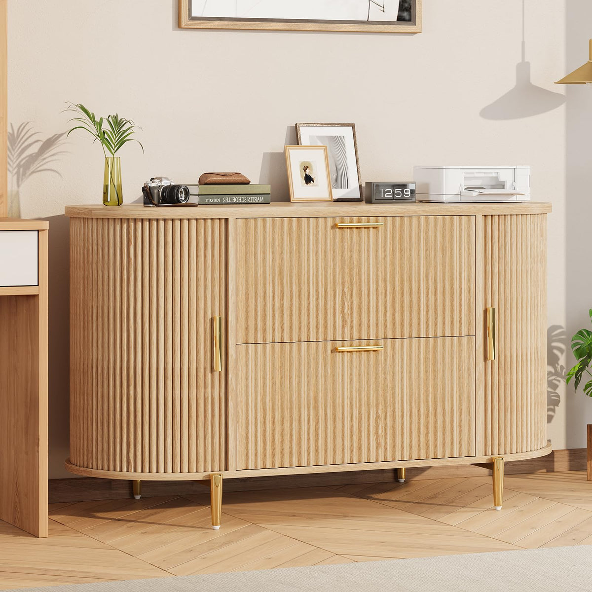 2 Drawer File Cabinet with 2 Sliding Door U737