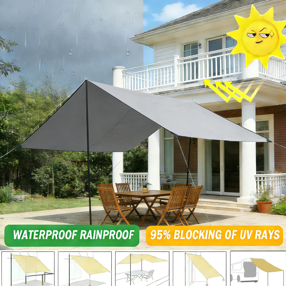 Light Gray 3.3′x3.3′ Waterproof UV Resistant Privacy Screen V5881