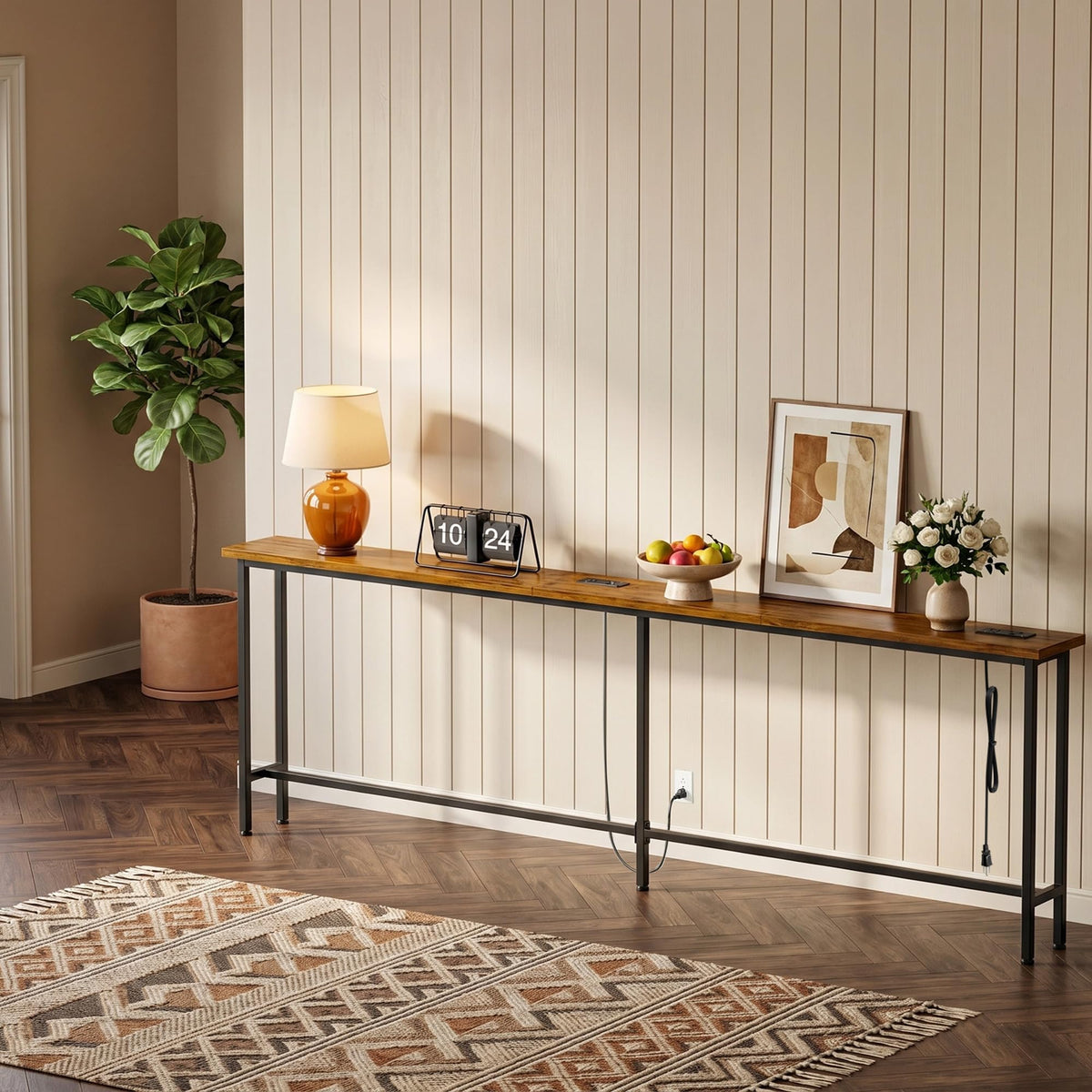 102 Inch Narrow Sofa Table with Power Outlets L139453