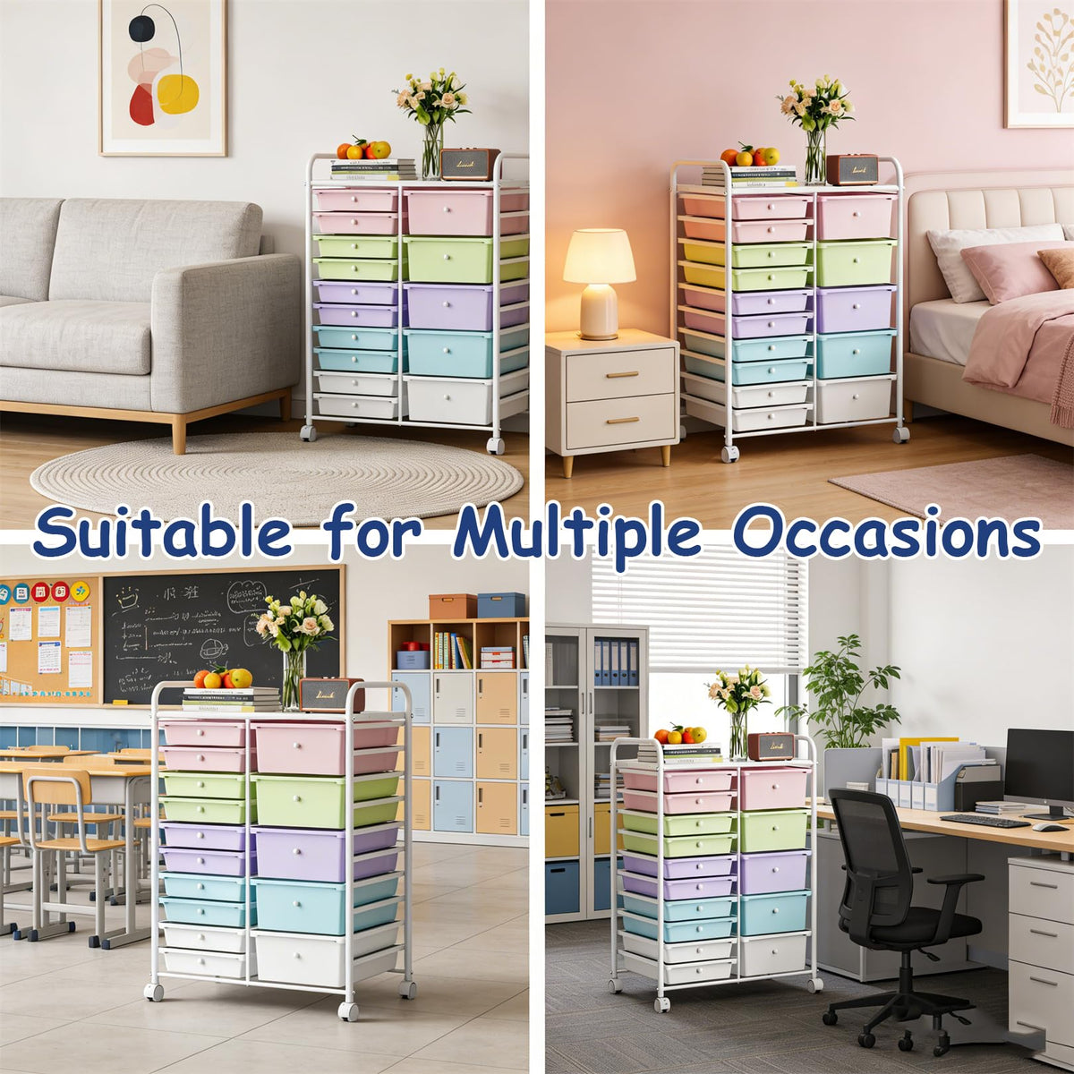 6 Drawers Rolling Storage Cart with Metal Frame B315
