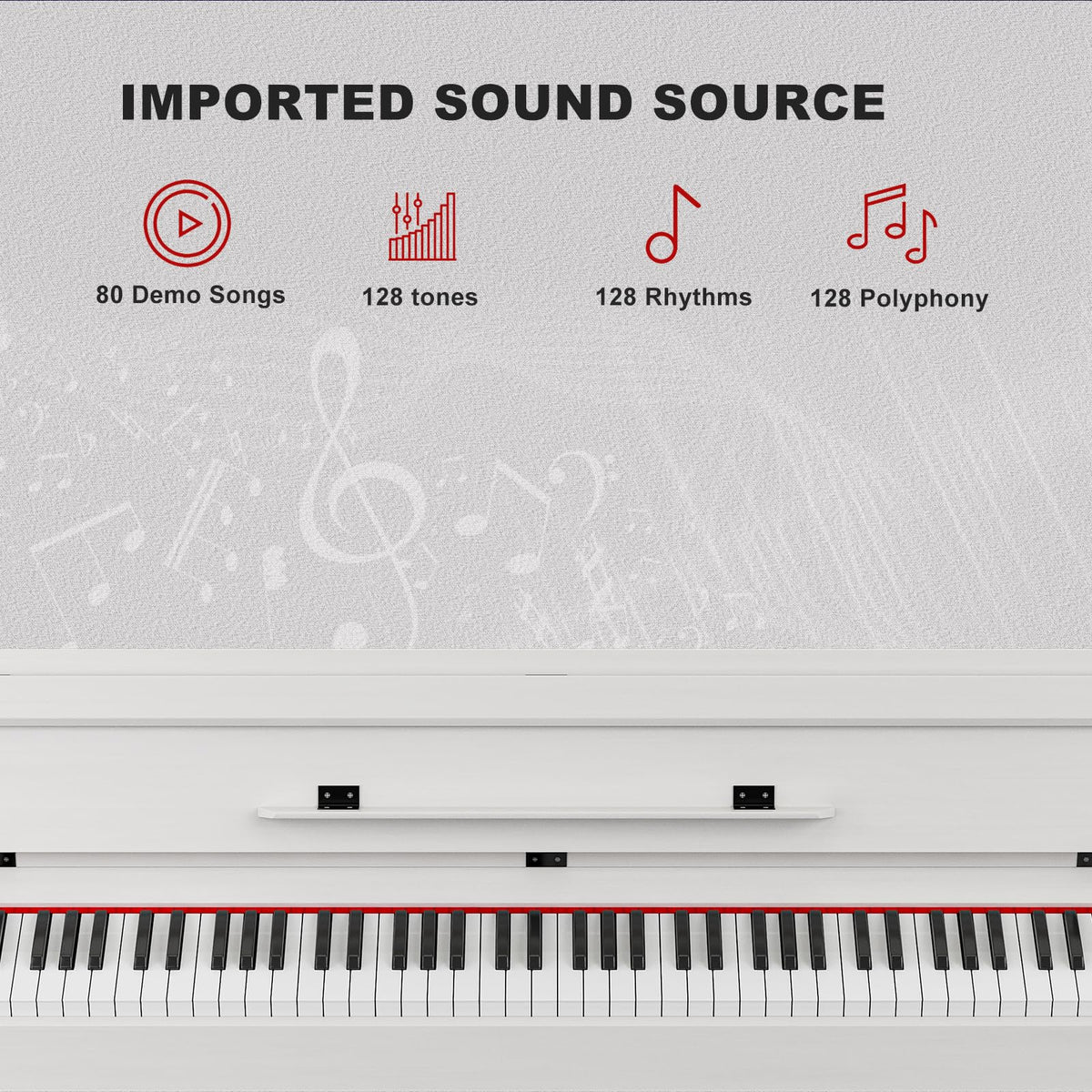 88 Weighted Key Digital Piano with Duet Piano Bench, Full Size Heavy Hammer Weighted Action Electric Piano Keyboard with USB MIDI, White M79465