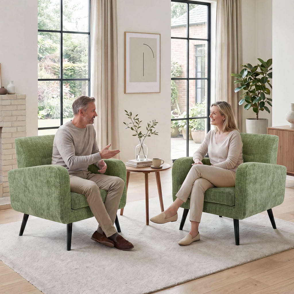 Olive Green Chenille Upholstered Accent Chairs Set of 2 O414878