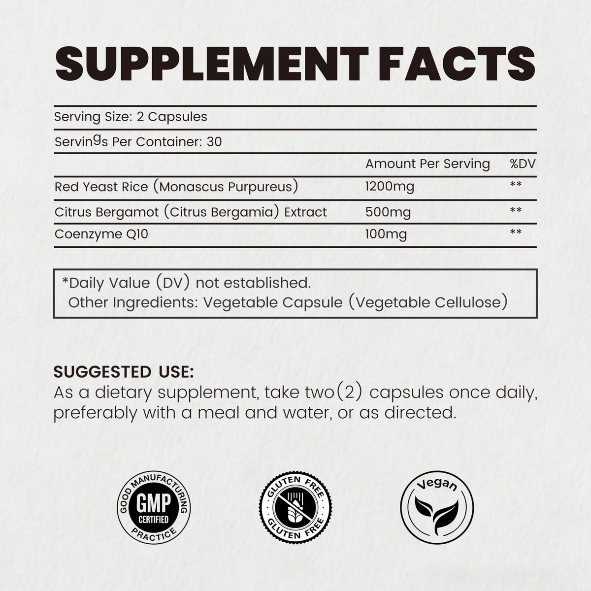 Red Yeast Rice CoQ10 Citrus Bergamot 60 Capsules K184397