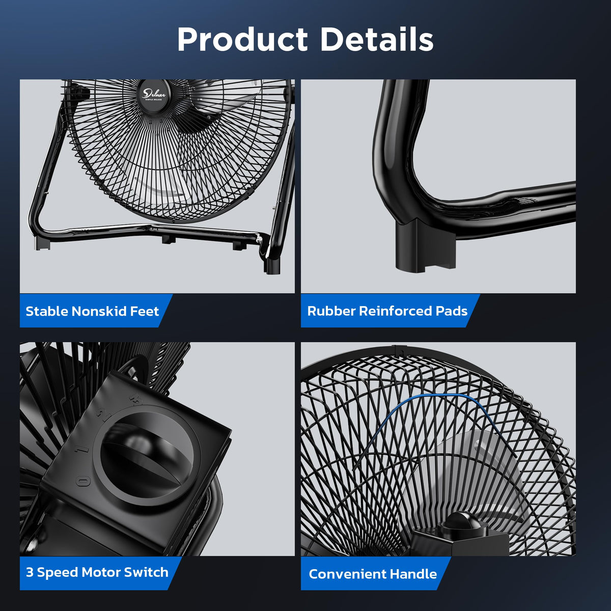 20 Inch 3-Speed High Velocity Metal Industrial Floor Fan I848276