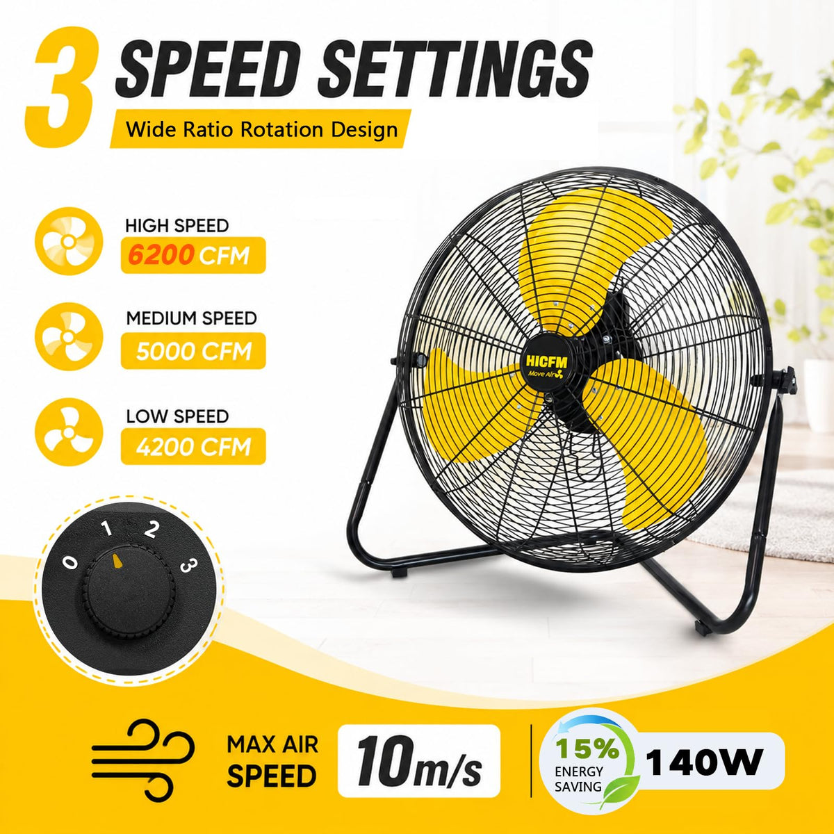 20" 6200 CFM High Velocity Metal Floor Fan Z330
