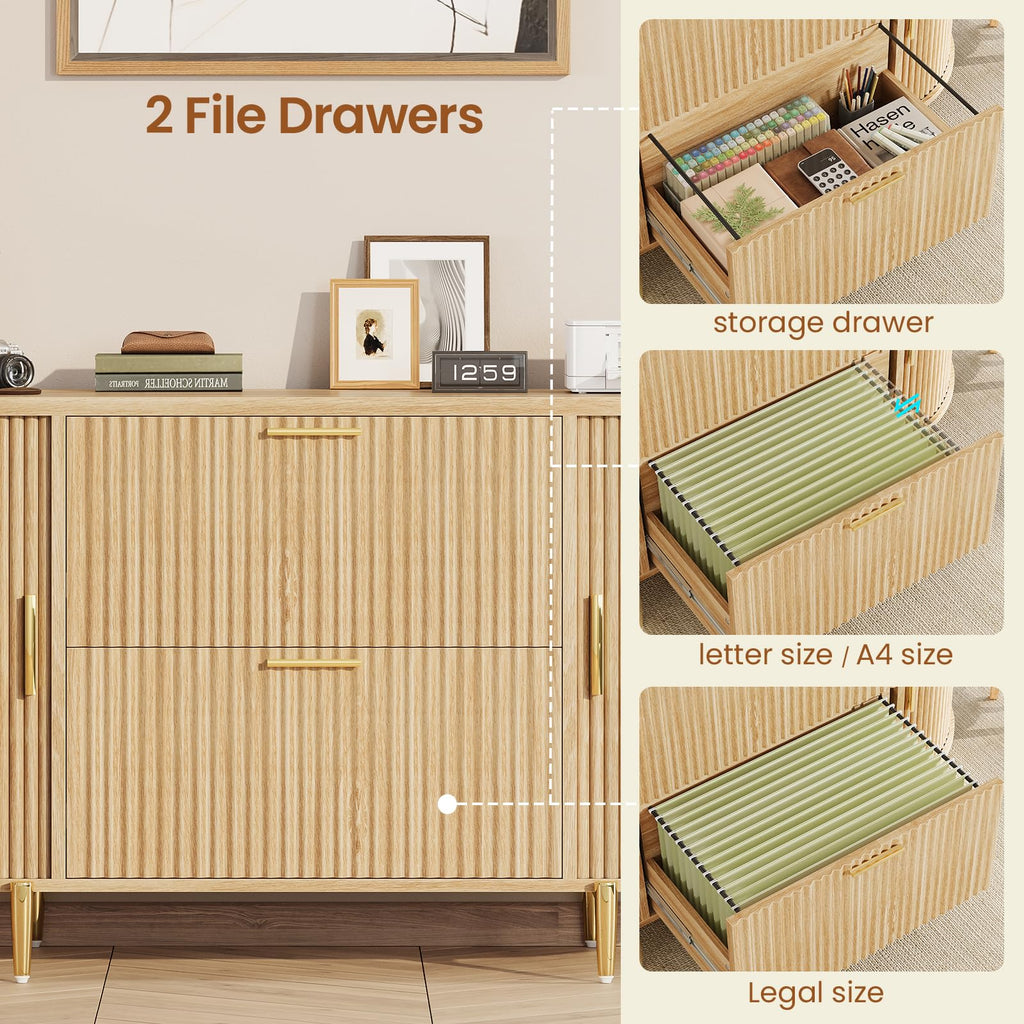 2 Drawer File Cabinet with 2 Sliding Door U737