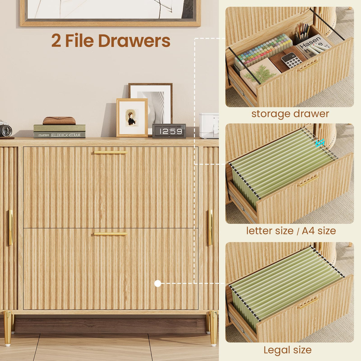 2 Drawer File Cabinet with 2 Sliding Door U737
