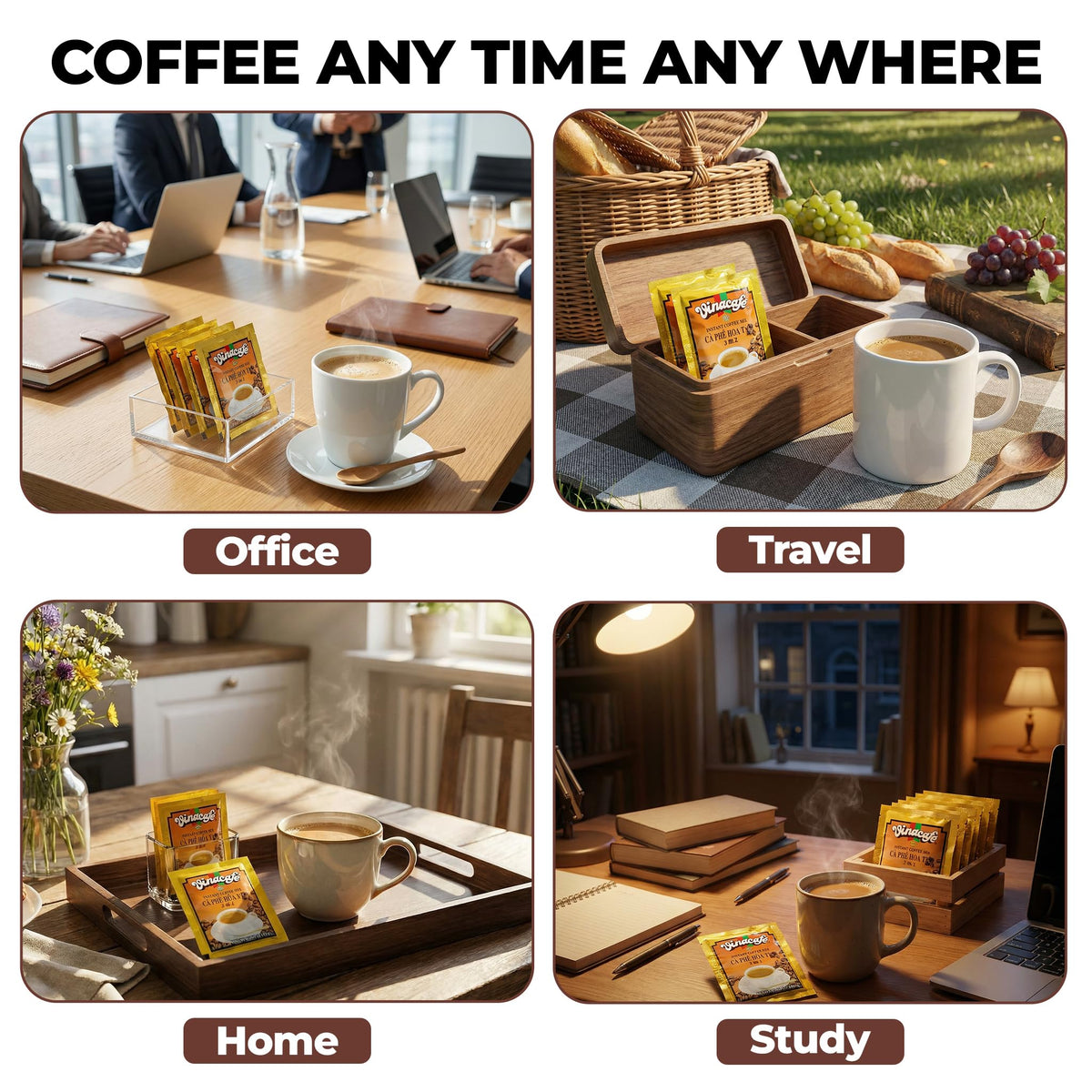 Instant Coffee Packets 3 in 1 Medium Roast 20 Sachets O2481