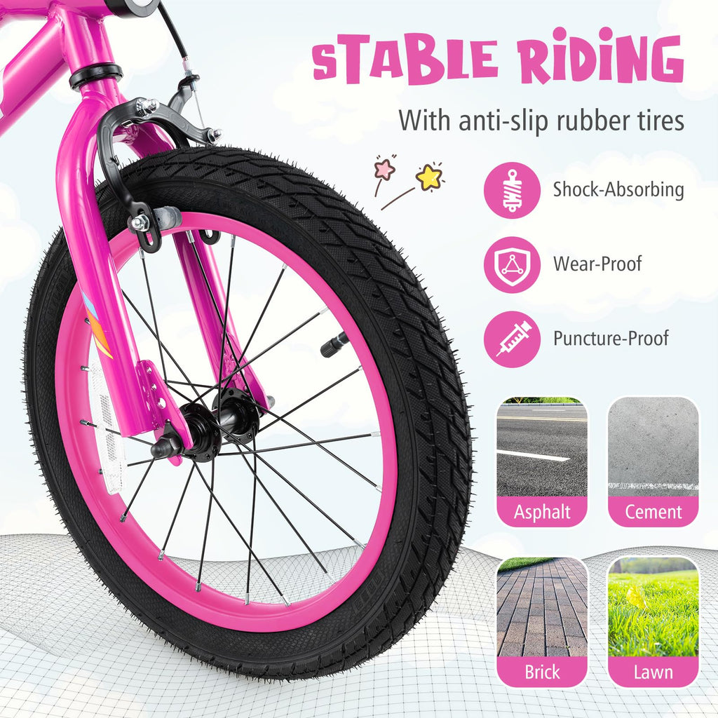 16 18 Inch Lighted Kids Bike with Training Wheels R3596