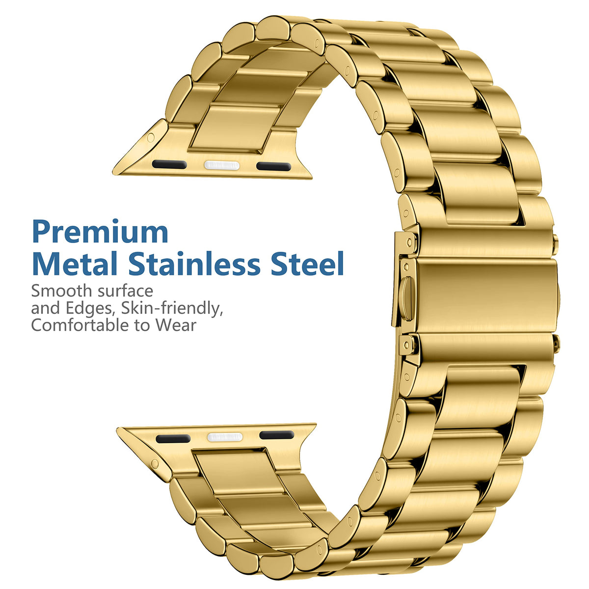 Compatible with Apple Watch Band Stainless Steel Metal Band with 2 Pack Protective Cover Case O810