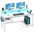 White Computer Desk with Power Outlet D2969