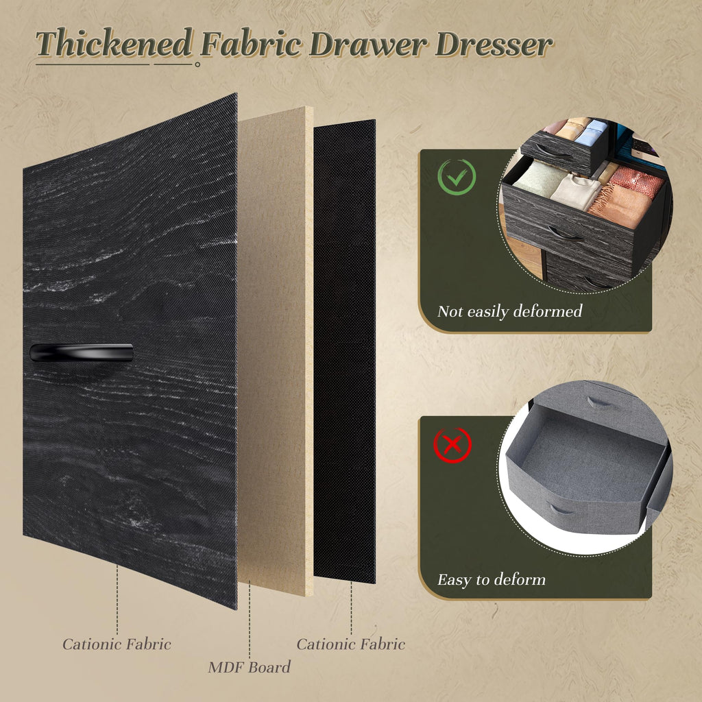 Black 10 Drawer Dresser with Charging Station I913