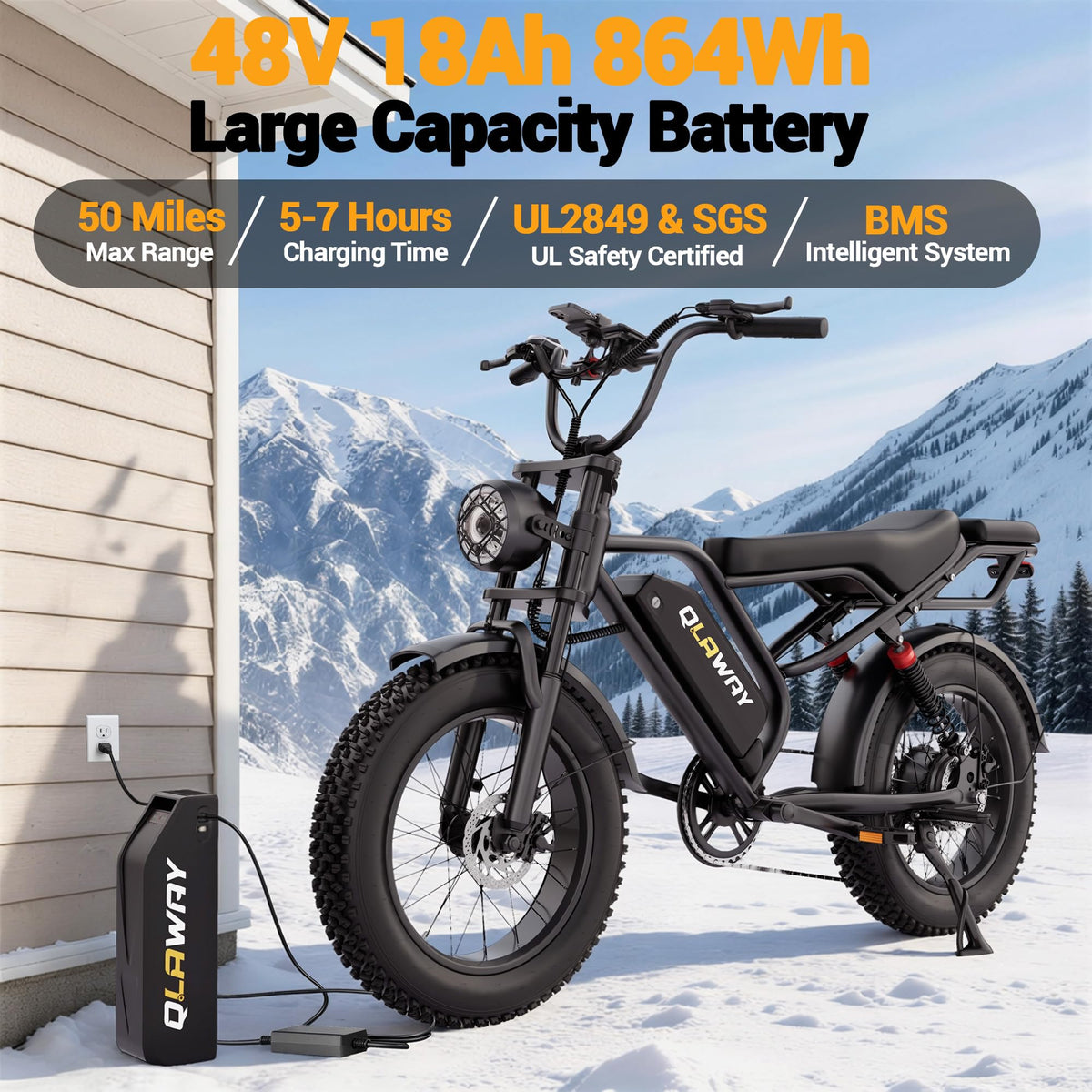 20" Fat Tire 1500W Electric Bike with Removable Battery Y39773