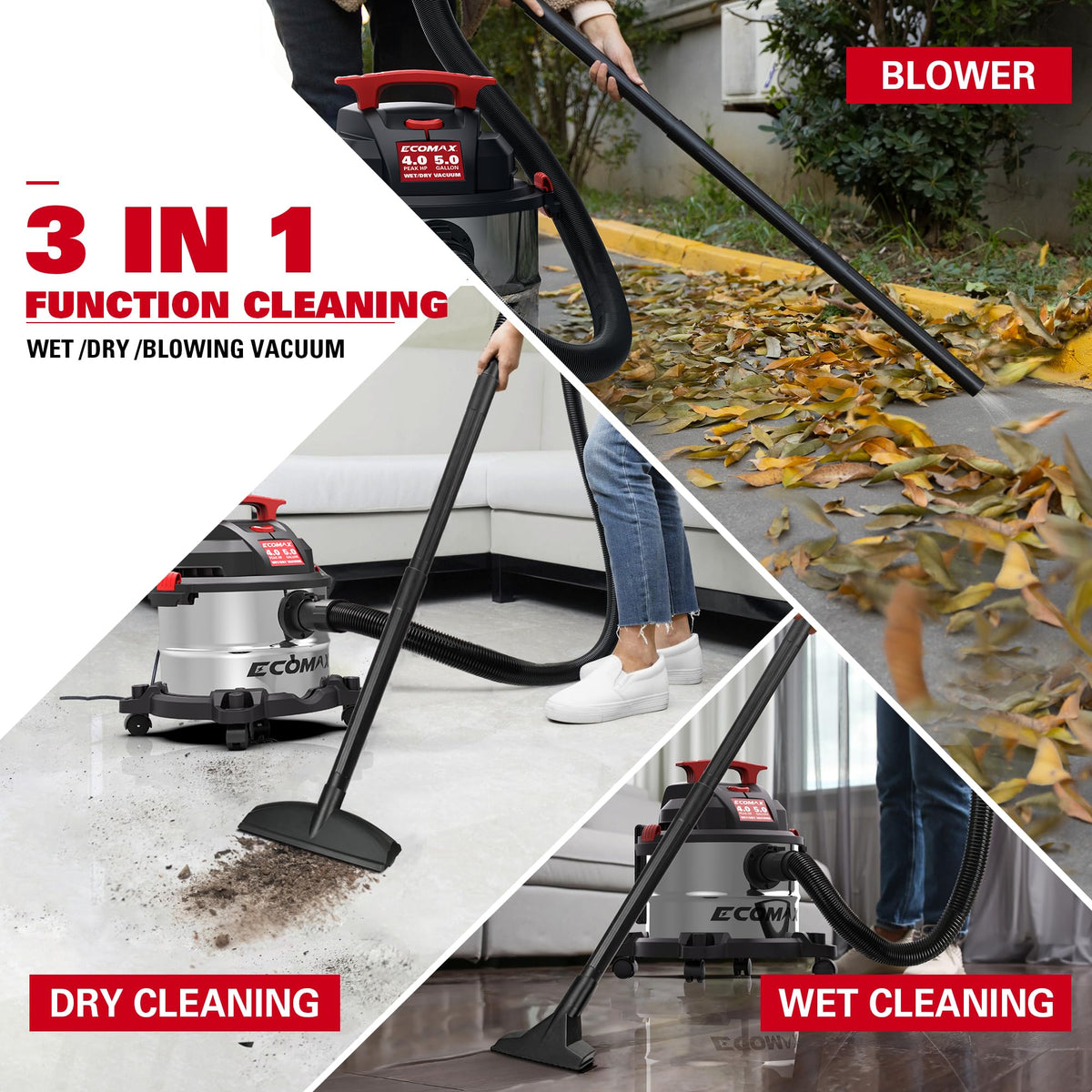 Wet and Dry 5 Gallon 4 HP Stainless Steel Shop Vacuum W491612