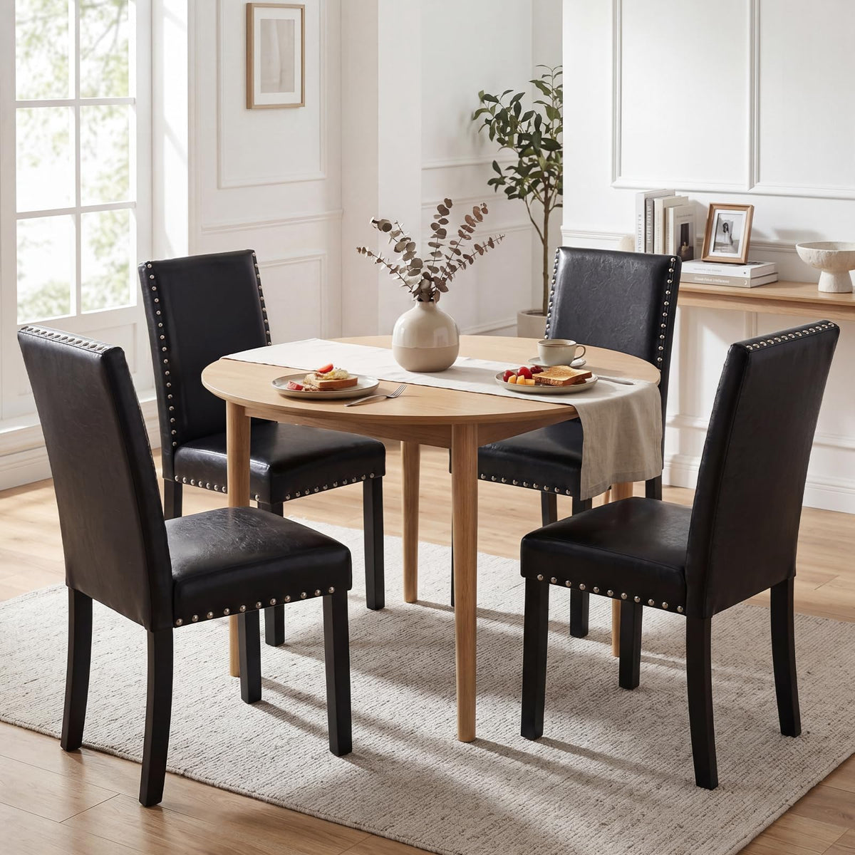 Faux Leather Upholstered Dining Chairs Set of 2 E347