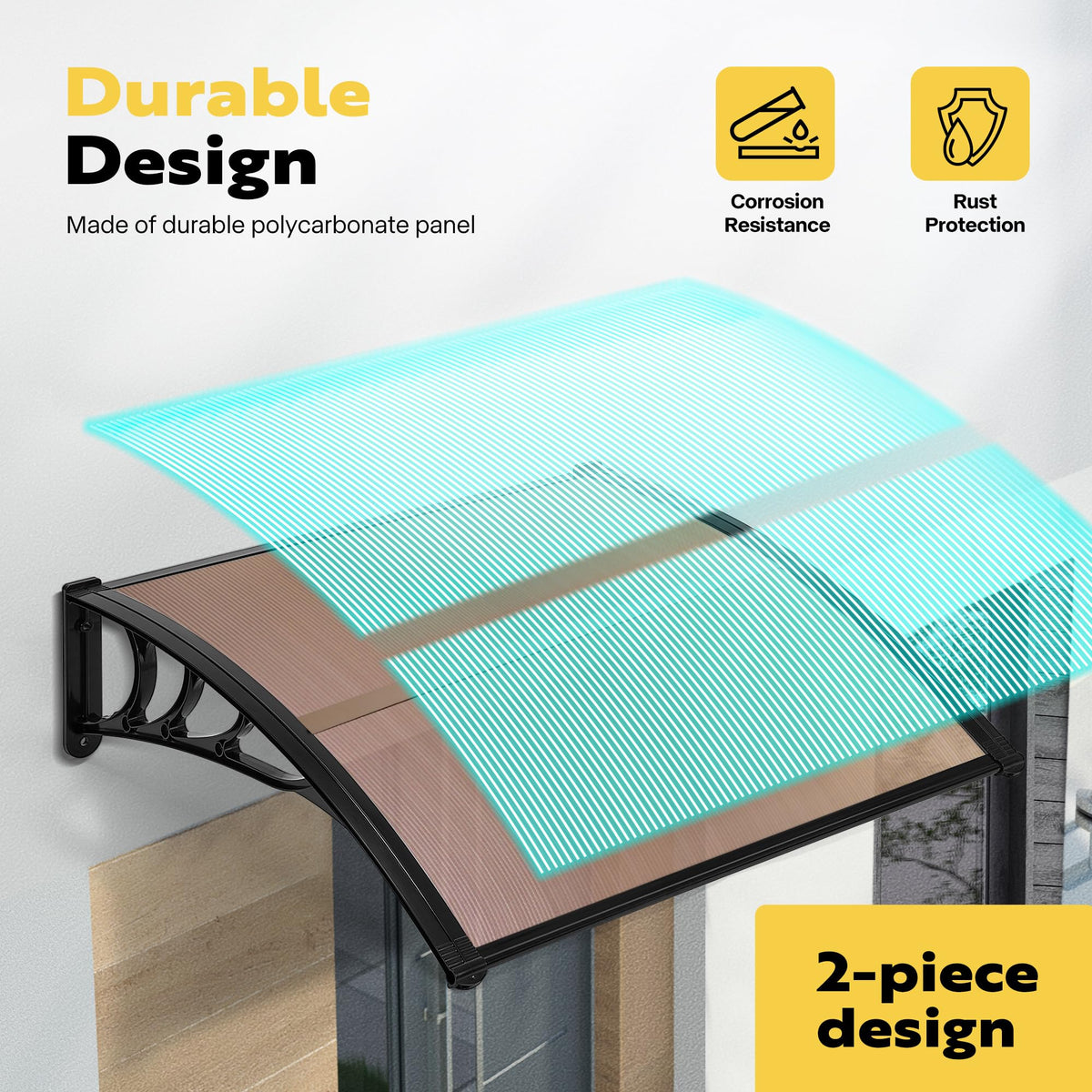 Polycarbonate Window Door Awning Brown 38 Inch x 78 Inch Q27499