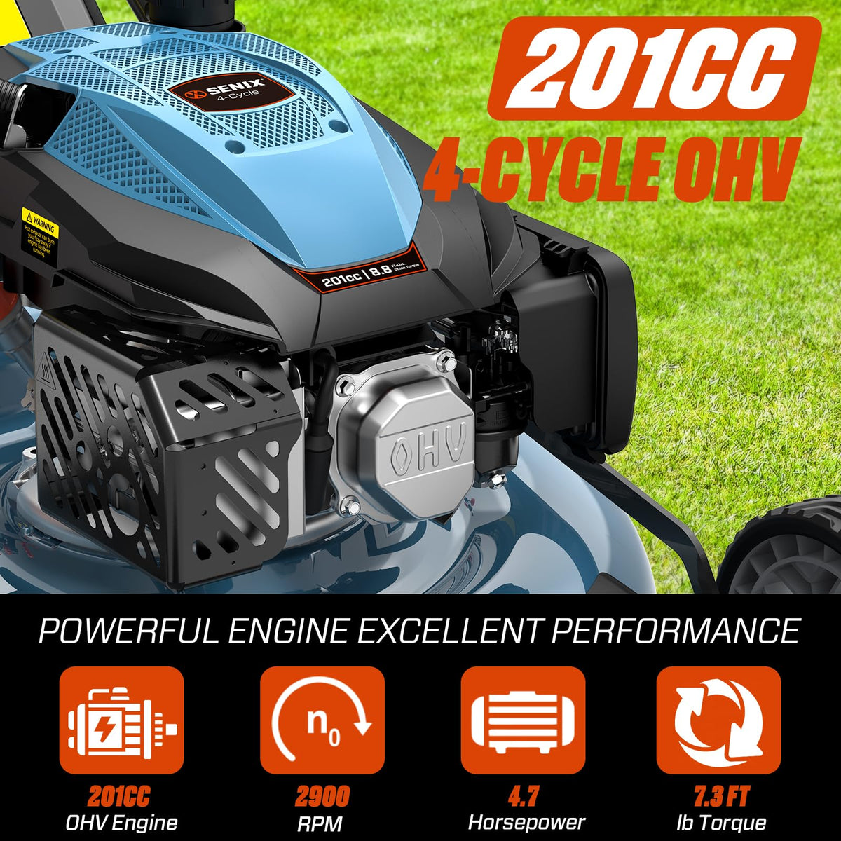 22" 3-in-1 Variable Speed Self Propelled Gas Lawn Mower L9972