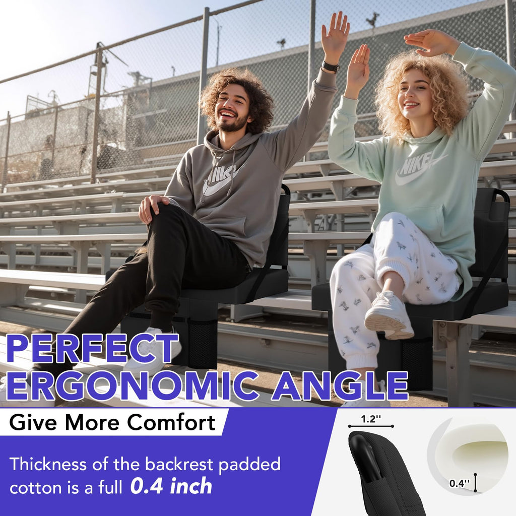 Adjustable Bleacher Chair with Back Support and Cup Holder E236690