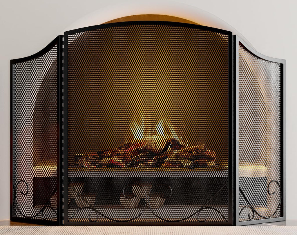 Black Wrought Iron Fireplace Screen V504