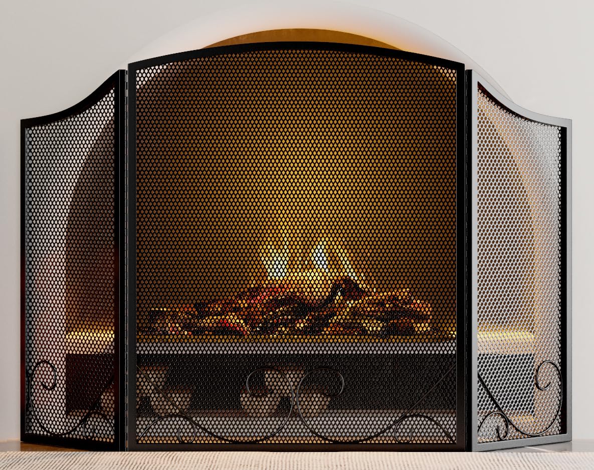 Black Wrought Iron Fireplace Screen V504