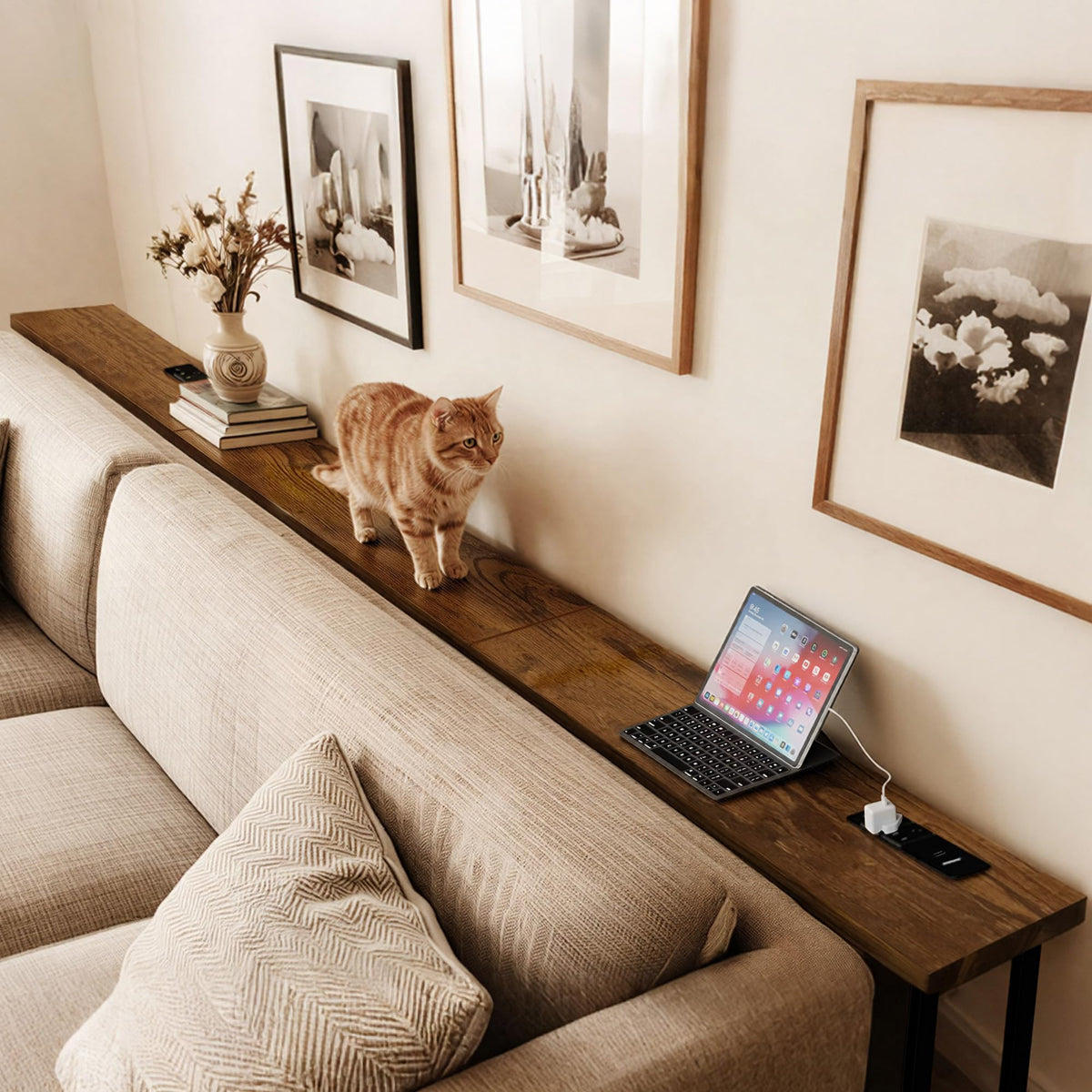 102 Inch Narrow Sofa Table with Power Outlets L139453