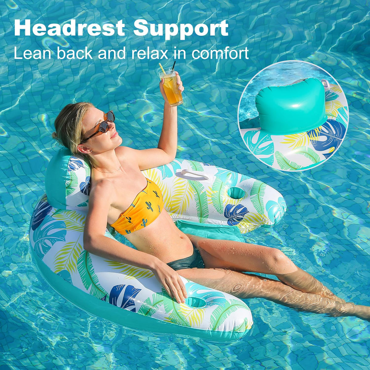 2 Pack Inflatable Pool Float Chair with Cup Holder Y121