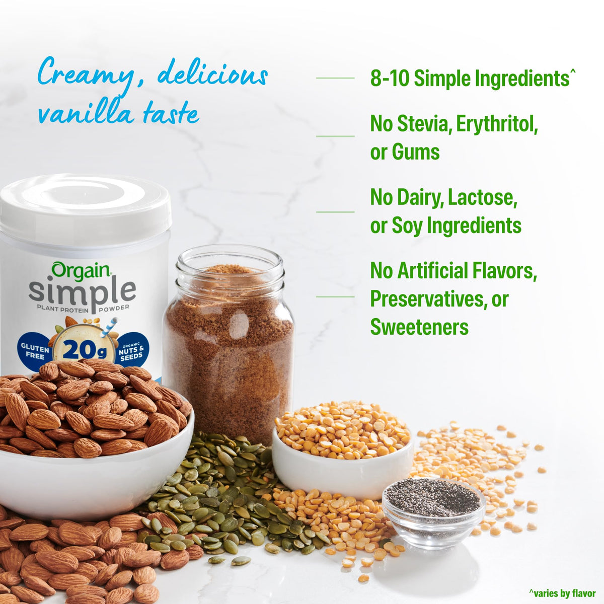 Organic Vegan Protein Powder, Vanilla, 1.25lb Q19925