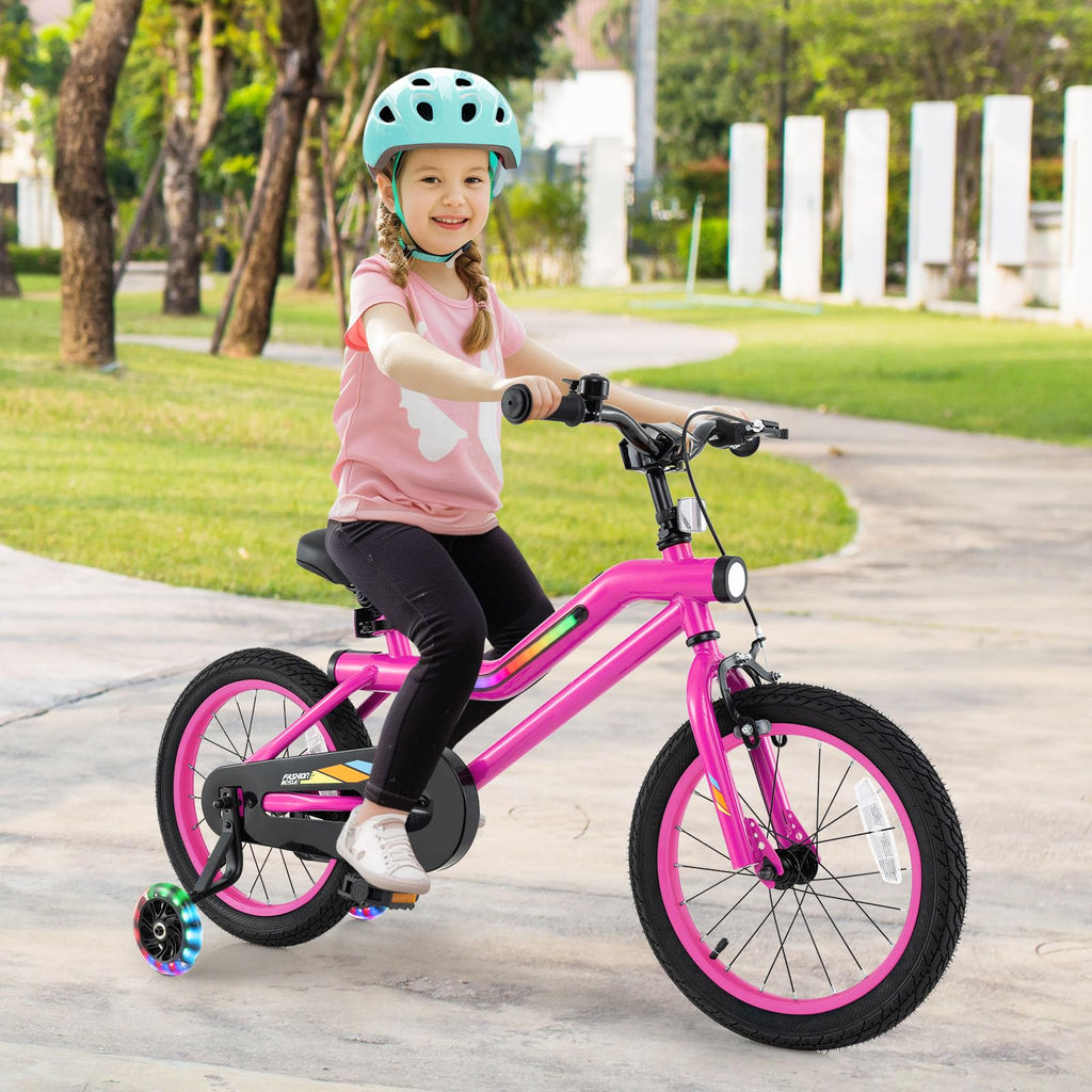 16 18 Inch Lighted Kids Bike with Training Wheels R3596