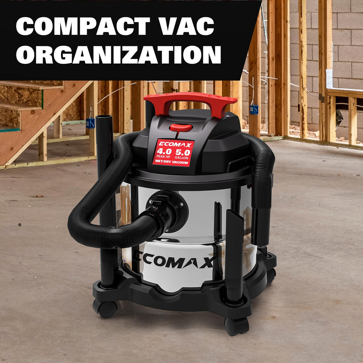 Wet and Dry 5 Gallon 4 HP Stainless Steel Shop Vacuum W491612