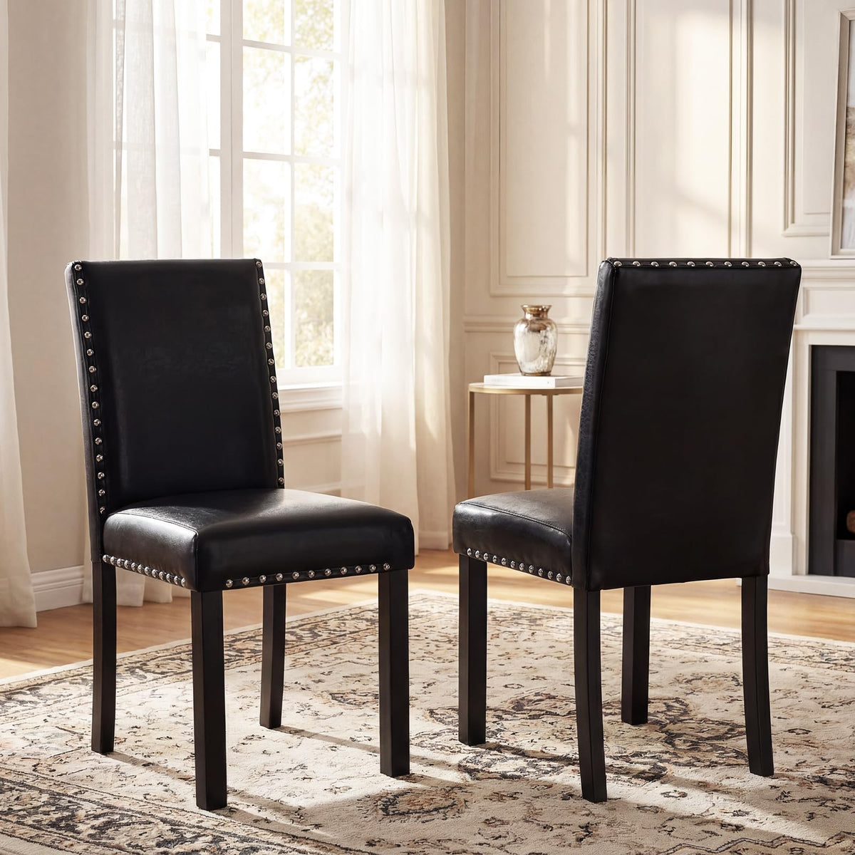Faux Leather Upholstered Dining Chairs Set of 2 E347