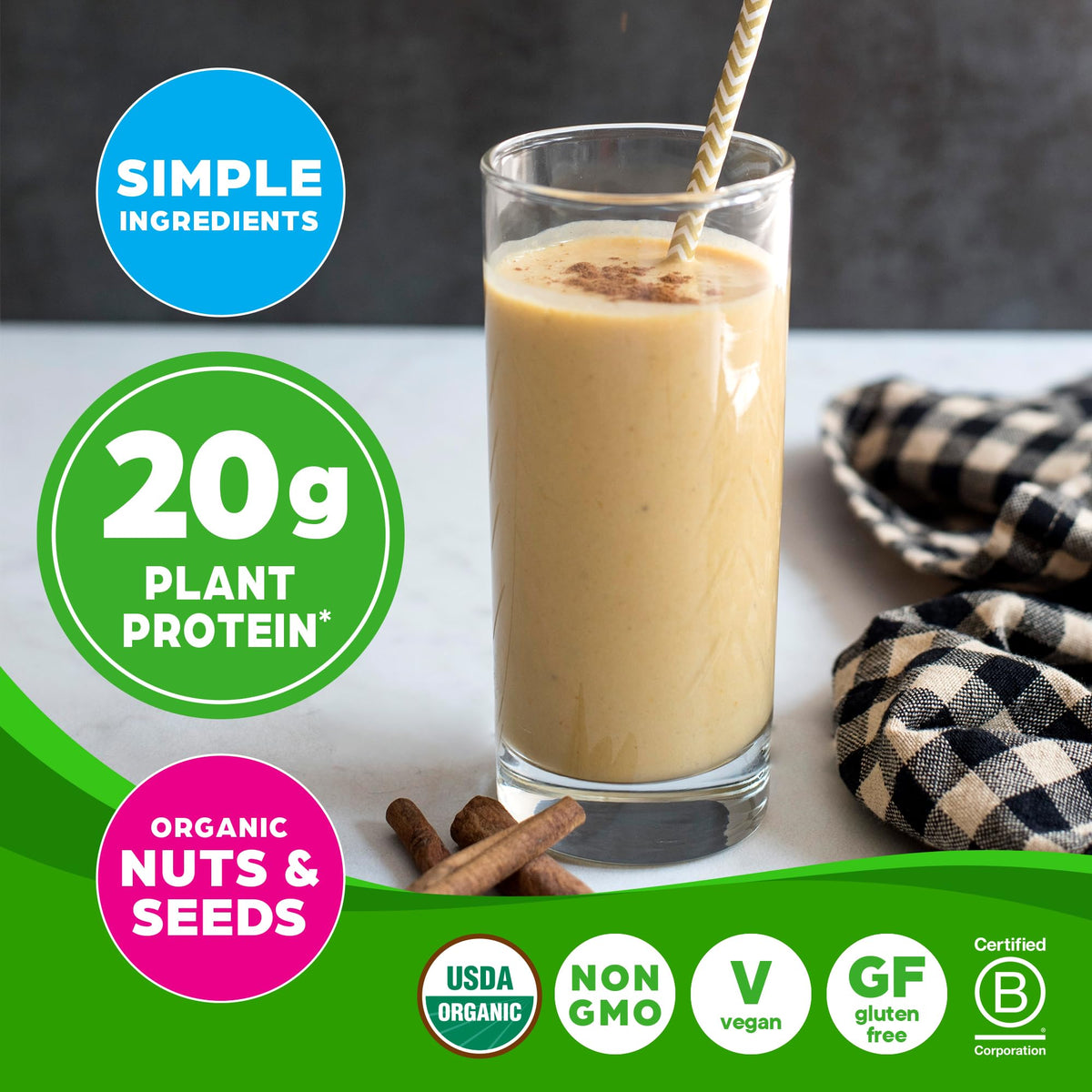 Organic Vegan Protein Powder, Vanilla, 1.25lb Q19925