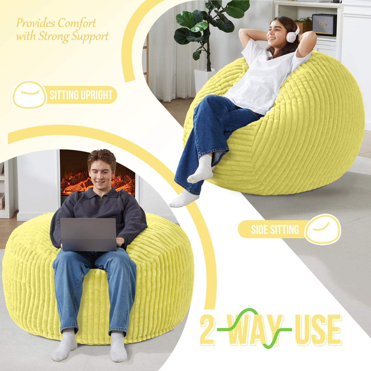 3 FT Large Bean Bag Chair N804614