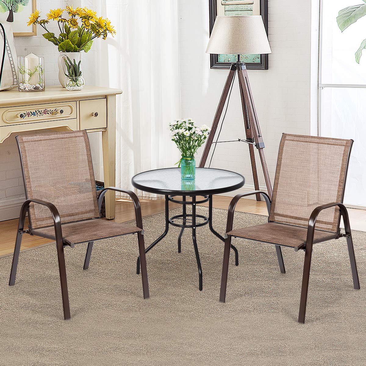 2 Piece Outdoor Patio Chairs with Breathable Fabric A8406