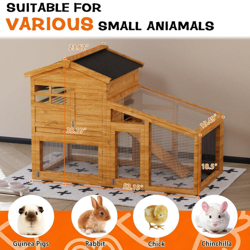 2-Tier Wooden Small Animal Cage with Non-Slip Ramp H6633