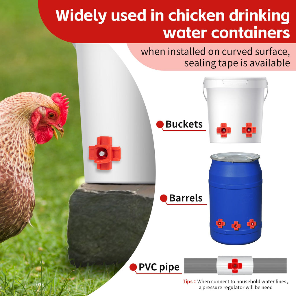 12 Pcs Horizontal Chicken Waterer Nipples with Drill Bit D993781