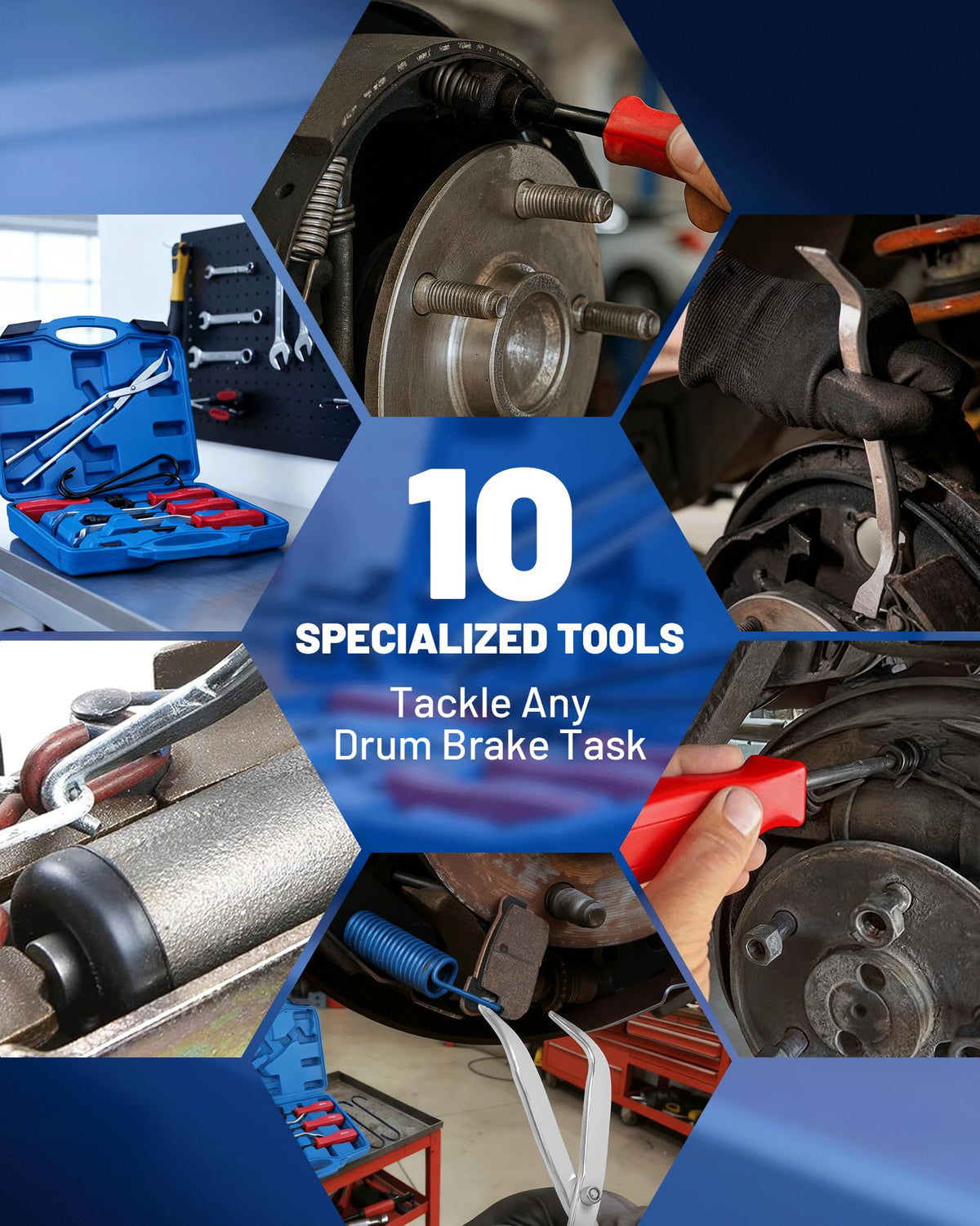 10-Piece Drum Brake Tool Kit with Case & Gloves Y42523