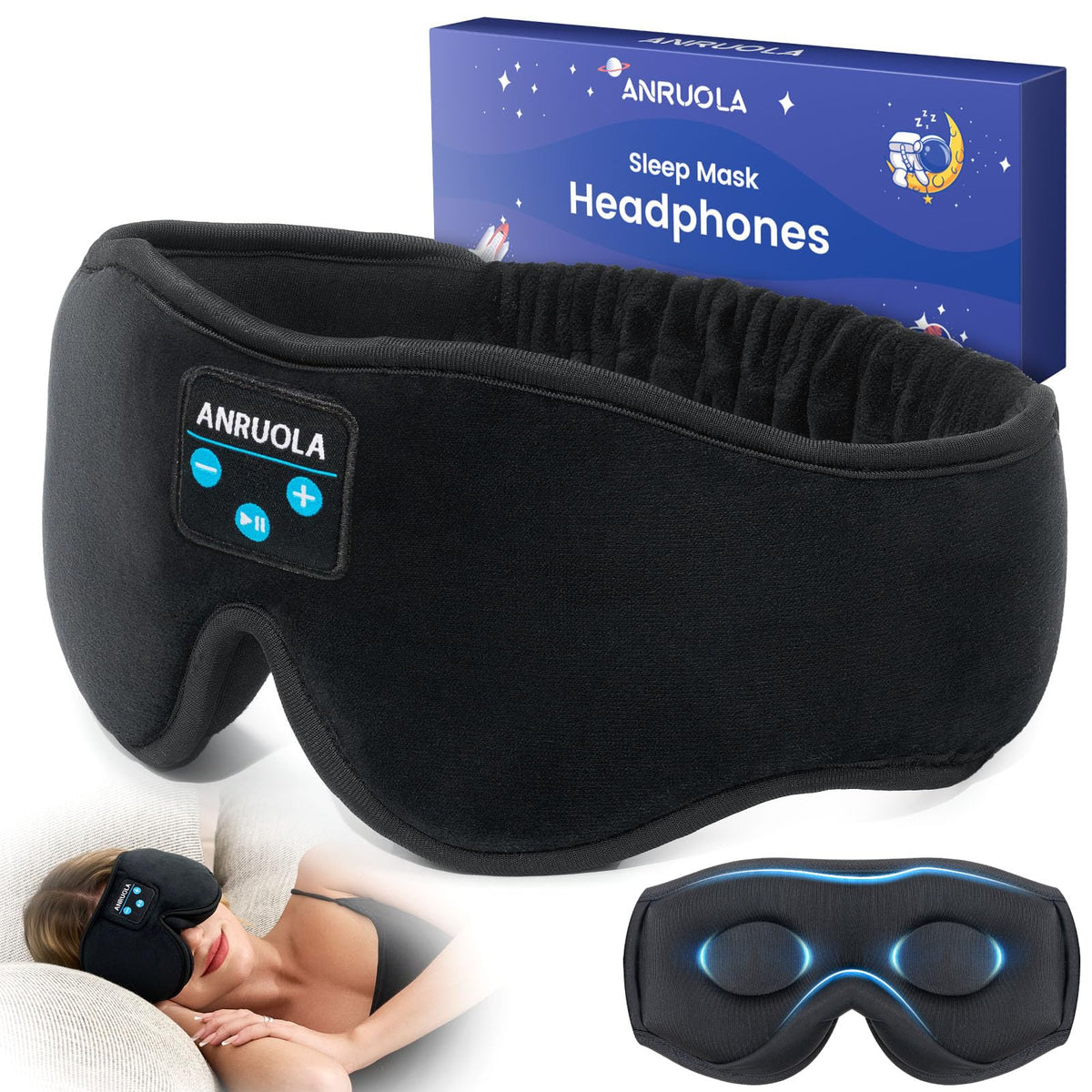 3D Sleep Mask with Bluetooth Headphones V123
