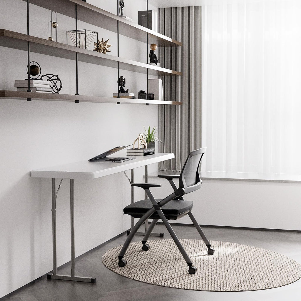 White 6 FT Narrow Folding Table Set of 2 C374