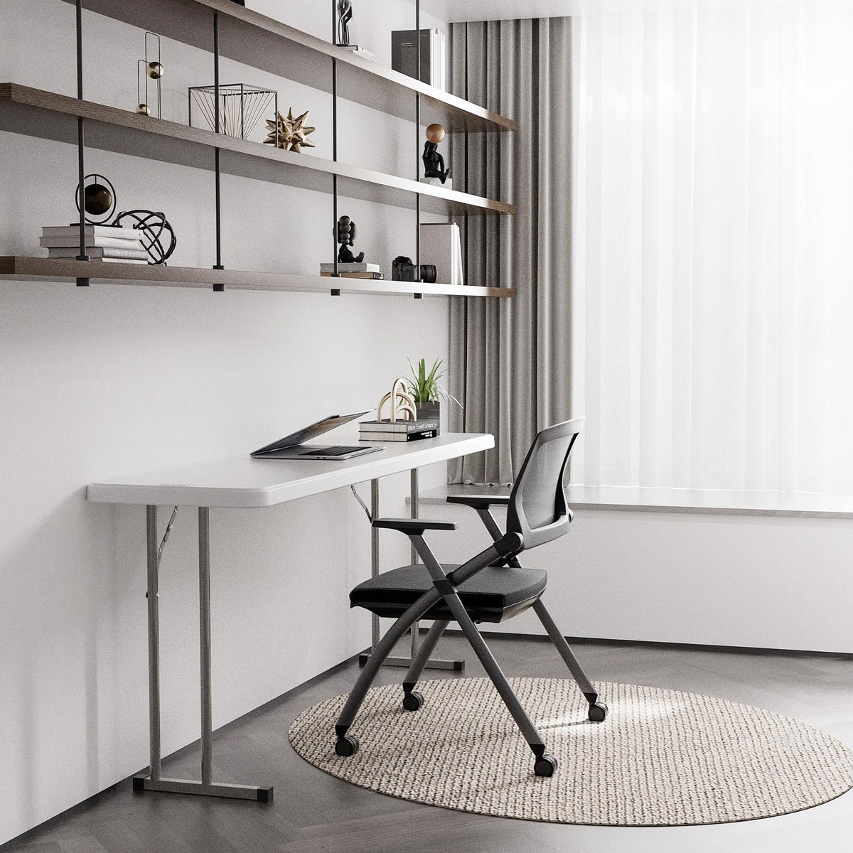 White 6 FT Narrow Folding Table Set of 2 C374