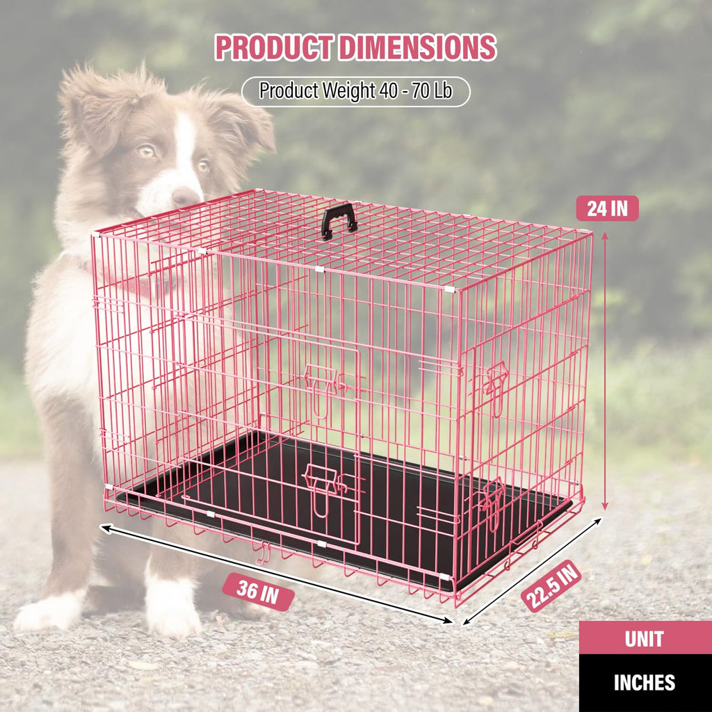 36" Metal Wire Folding Dog Crate with Divider Panel Y60528