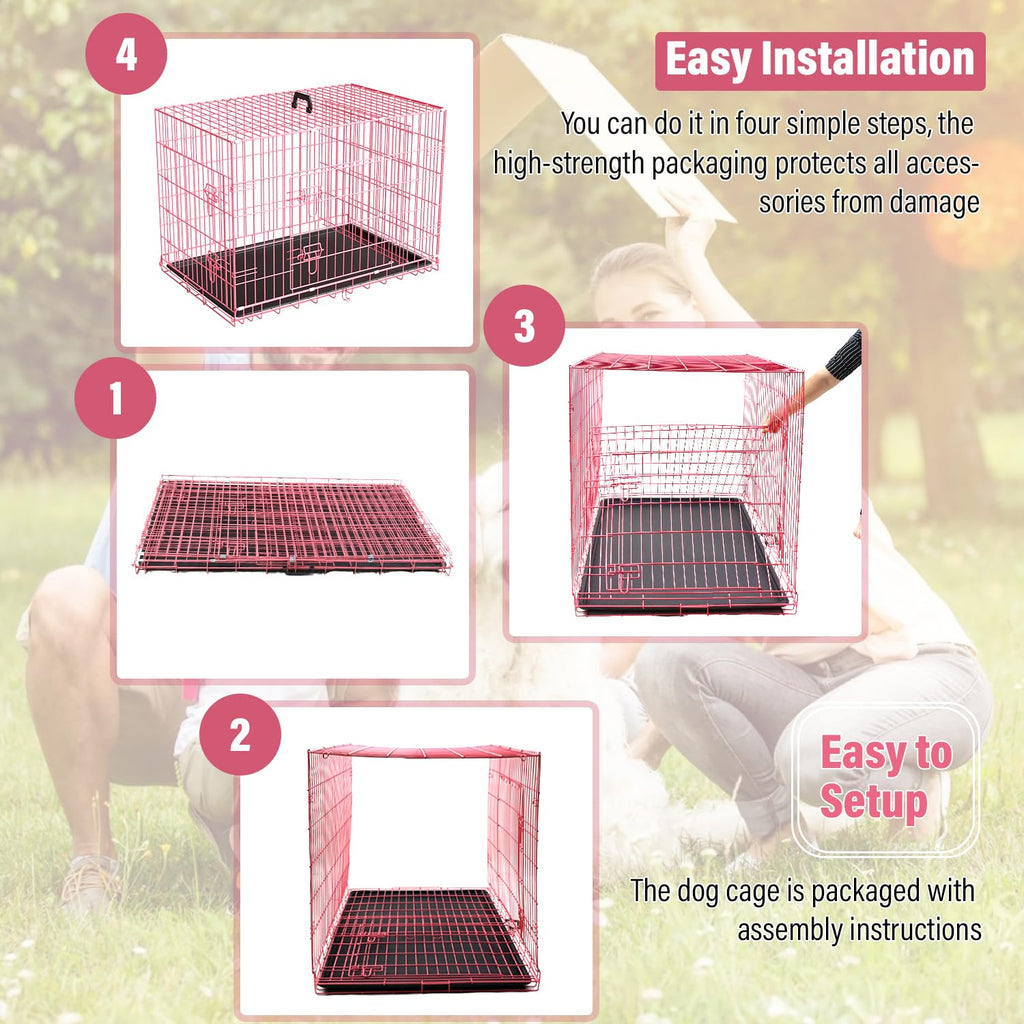 36" Metal Wire Folding Dog Crate with Divider Panel Y60528