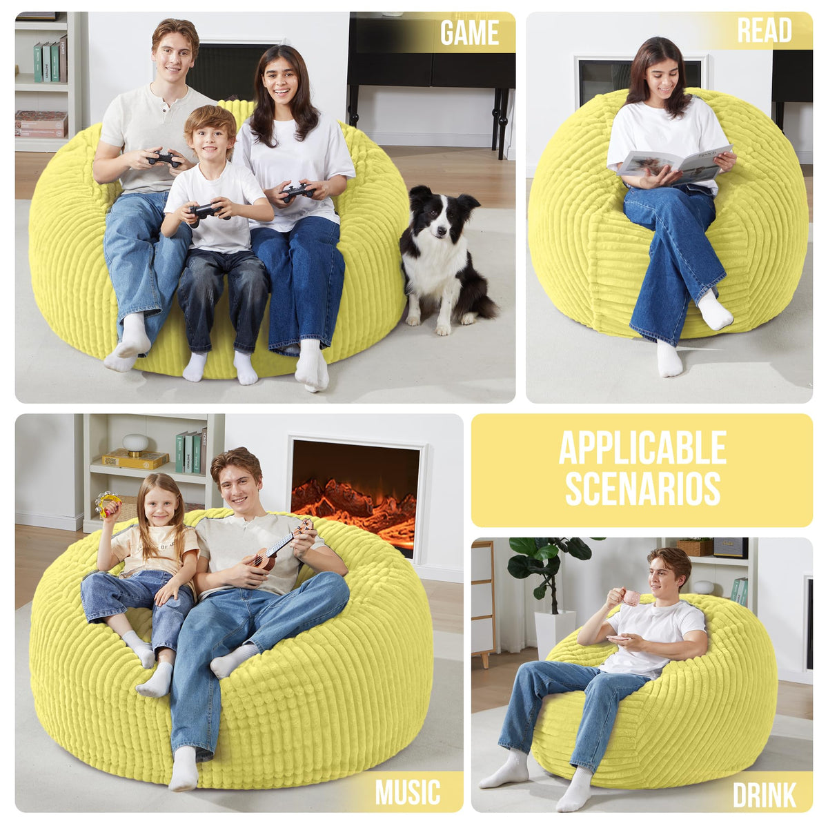 3 FT Large Bean Bag Chair N804614