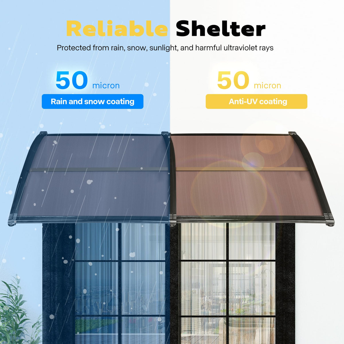 Polycarbonate Window Door Awning Brown 38 Inch x 78 Inch Q27499
