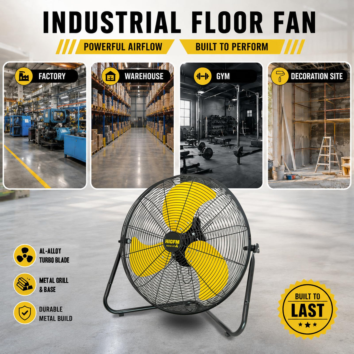 20" 6200 CFM High Velocity Metal Floor Fan Z330